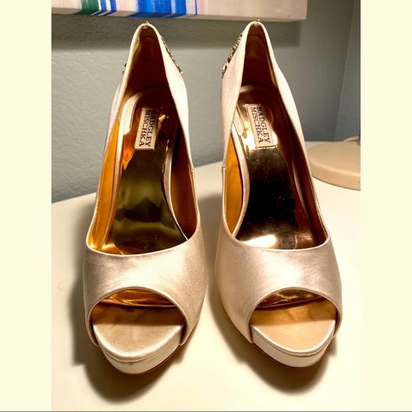 Badgley Mischka Kiara Embellished Peep-Toe Pumps - Picture 4 of 16